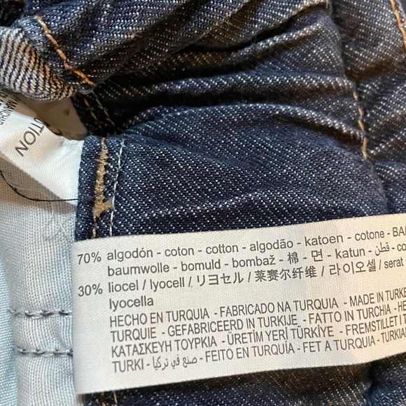 ZARA Denim Jeans Paper Bag Raw Hem size 2 Elastic Baggy High Rise Summer Fall - Picture 7 of 7